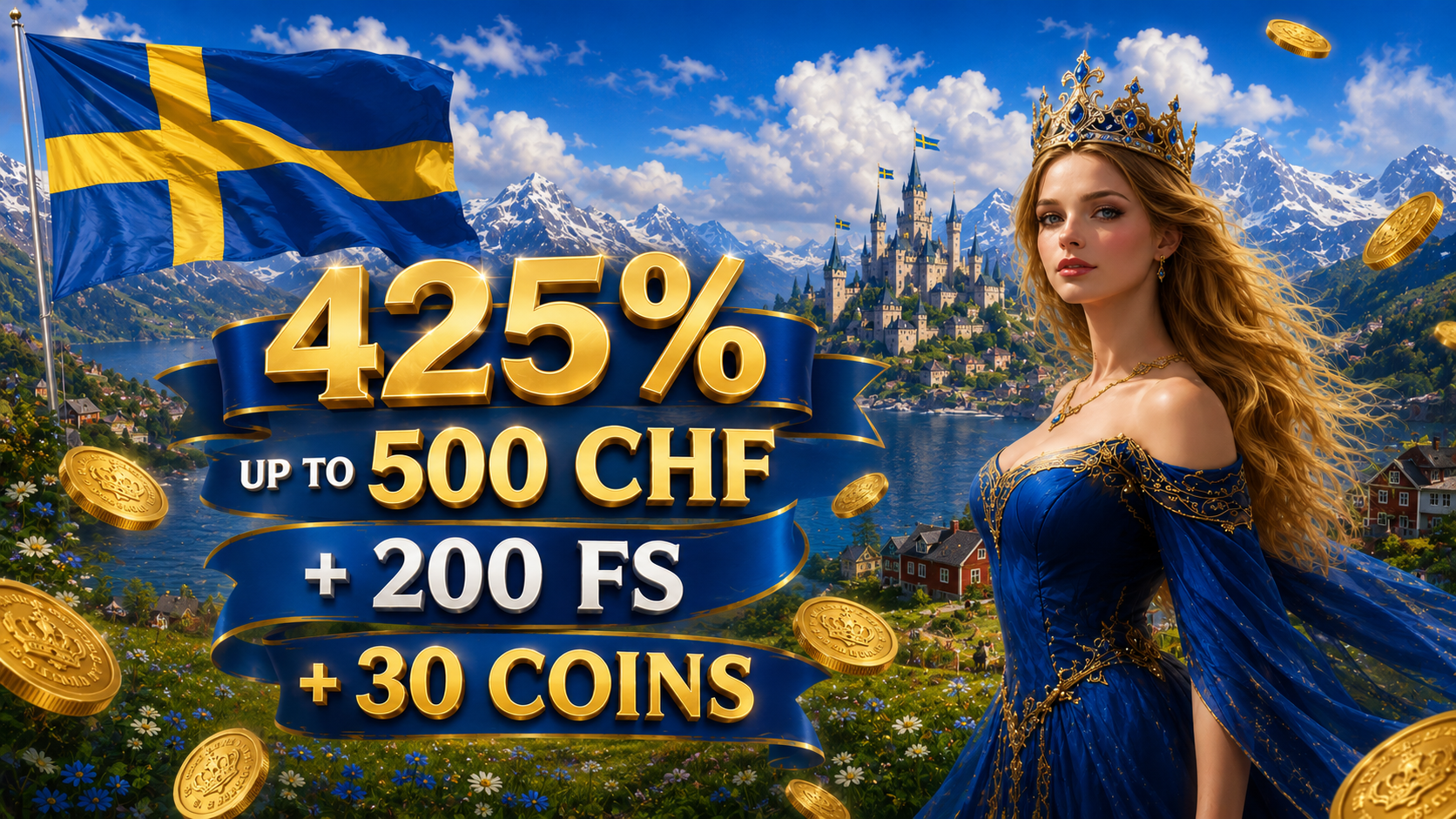 SpinEmpire Casino Sweden 425% welcome bonus banner